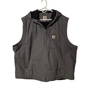 Carhartt Size 2XL Men's Gravel Fleece Lined Hooded Zip Up Vest